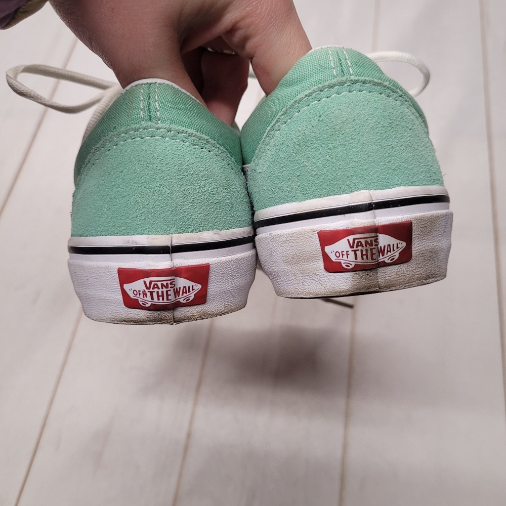 Vans Mint Green Low Top Sneakers with White Stripe - Picture 5 of 8
